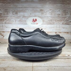 SAS Comfort Shoes Women's Size 10.5 Black Leather Take Time Lace Up Walking